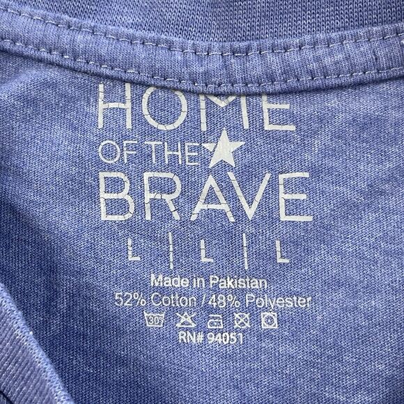 Home of the Brave T-shirt Mens Large Blue American Flag Graphic Short Sleeve - Picture 10 of 11